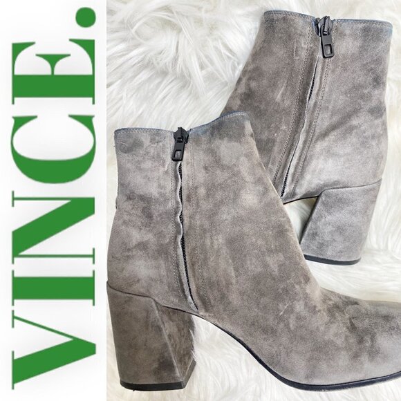 VINCE Blakely Gray Suede Round Toe Ankle Bootie, Size 6.5 VINCE Blakely Gray Suede Round Toe Ankle Bootie,‎ Size 6.5